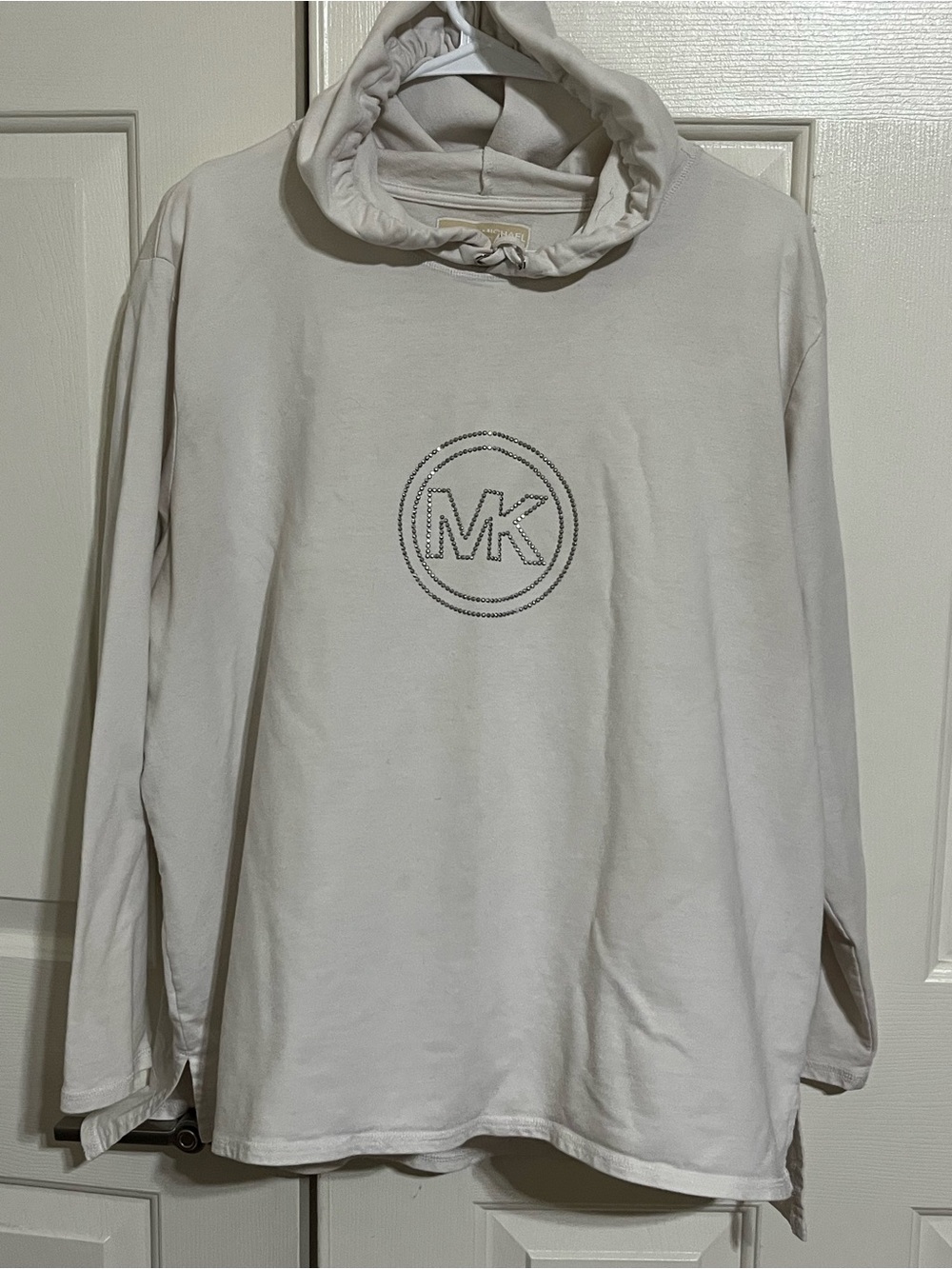 Michael Kors Kids Cream Hooded Long-Sleeve Top with MK Logo